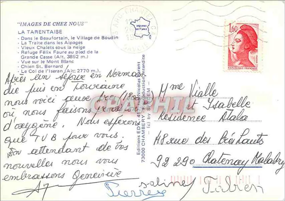 La Tarentaise — touristische Ansichtskarte — Édity - Rückseite