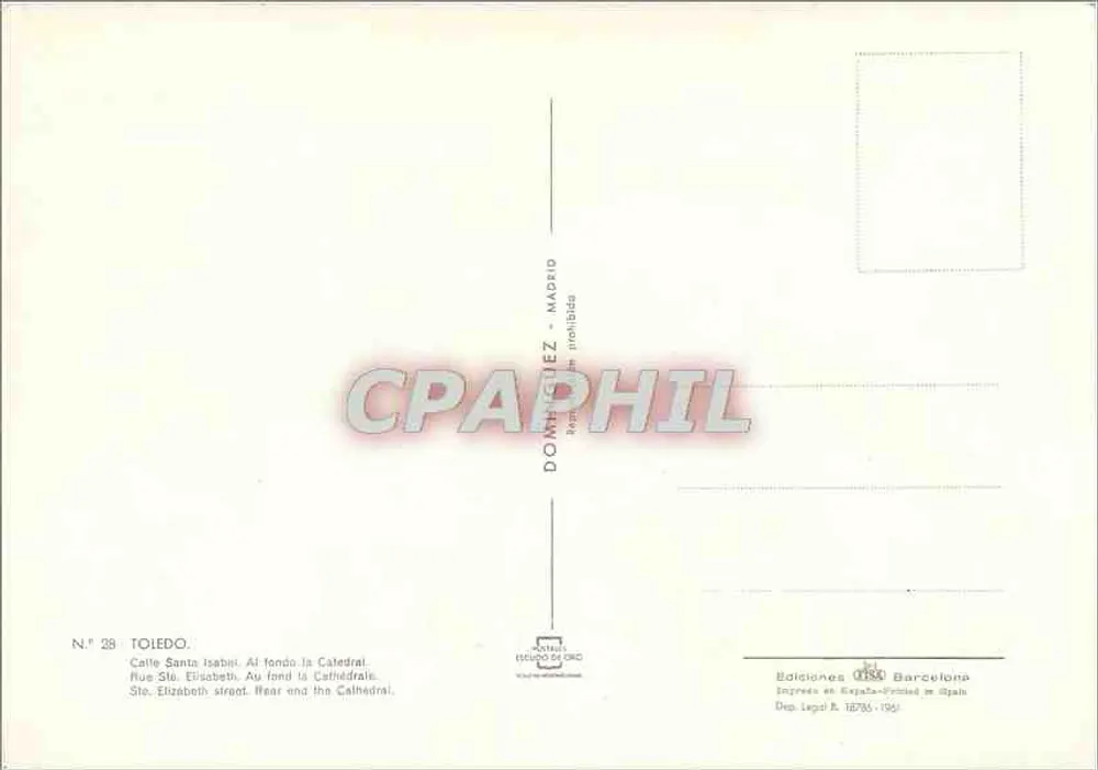 Toledo — Straße Santa Isabel mit der Kathedrale im Hintergrund — Ediciones OBR Barcelona - Rückseite