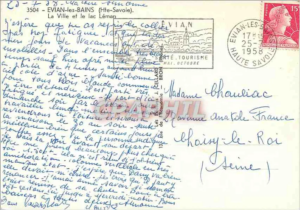 Évian-les-Bains — Luftbild des Sees Léman und des Dorfes — Verlag: Éditions de Tourisme - Rückseite