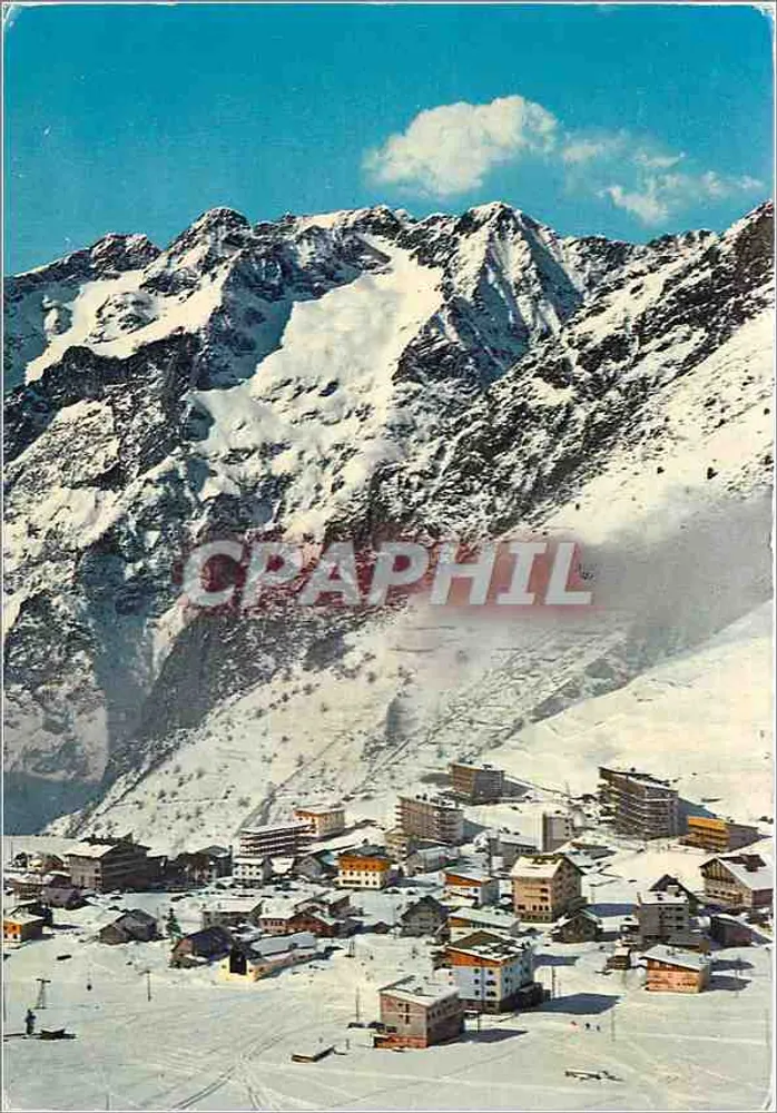 Les 2 Alpes (Alt. 1650 m.) — Vue générale et le Grand Rochail (3050 m.) - Recto