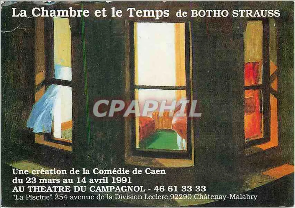 Das Zimmer und die Zeit von BOTHO STRAUSS — Eine Inszenierung der Comédie de Caen - Vorderseite