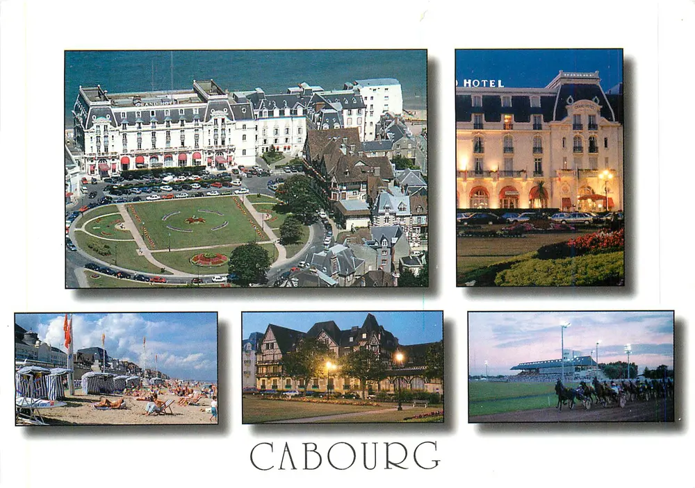 Cabourg — vista aérea, hotel, praia, arquitetura e hipódromo — Edições Leconte - Frente