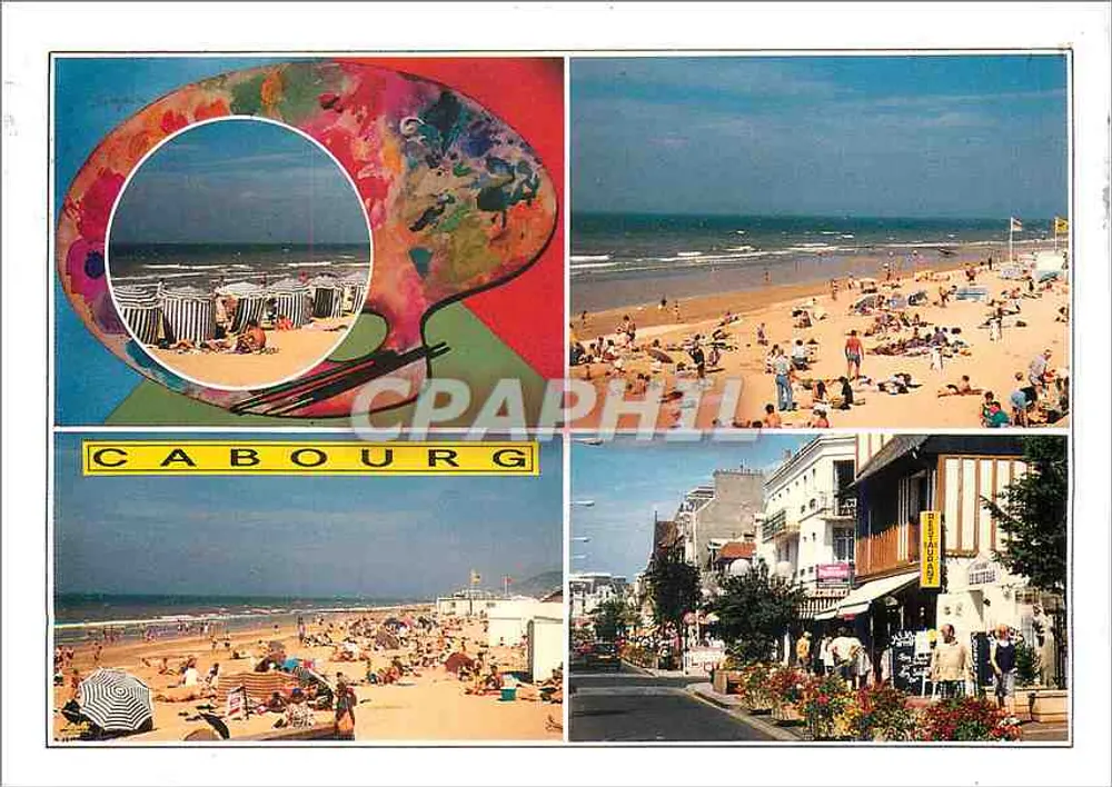 Cabourg — Vista de la playa y del centro — Ediciones Dubray, n° 2480/14 - Anverso