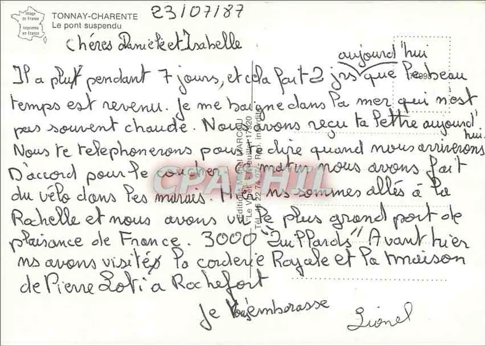Tonnay-Charente — O ponte suspensa — Edições do Marquês - Verso