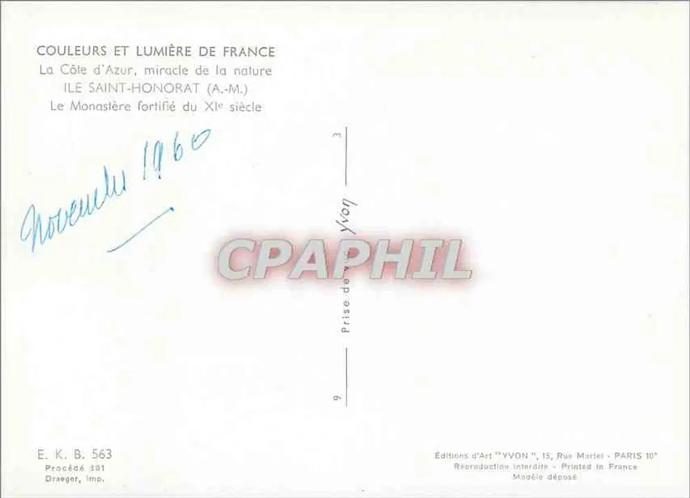Insel Saint-Honorat — Verfestigtes Kloster des 11. Jahrhunderts — Éditions d'Art YVON - Rückseite