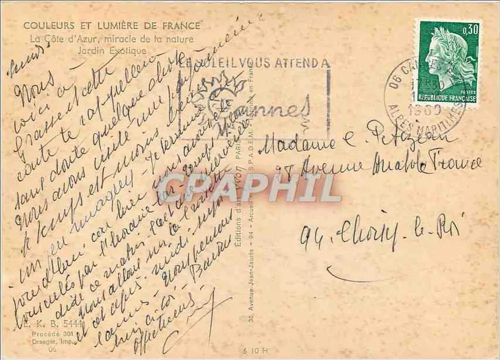 Kaktus am Meer — Exotischer Garten, Côte d'Azur — Éditions Jean-Jaurès - Rückseite
