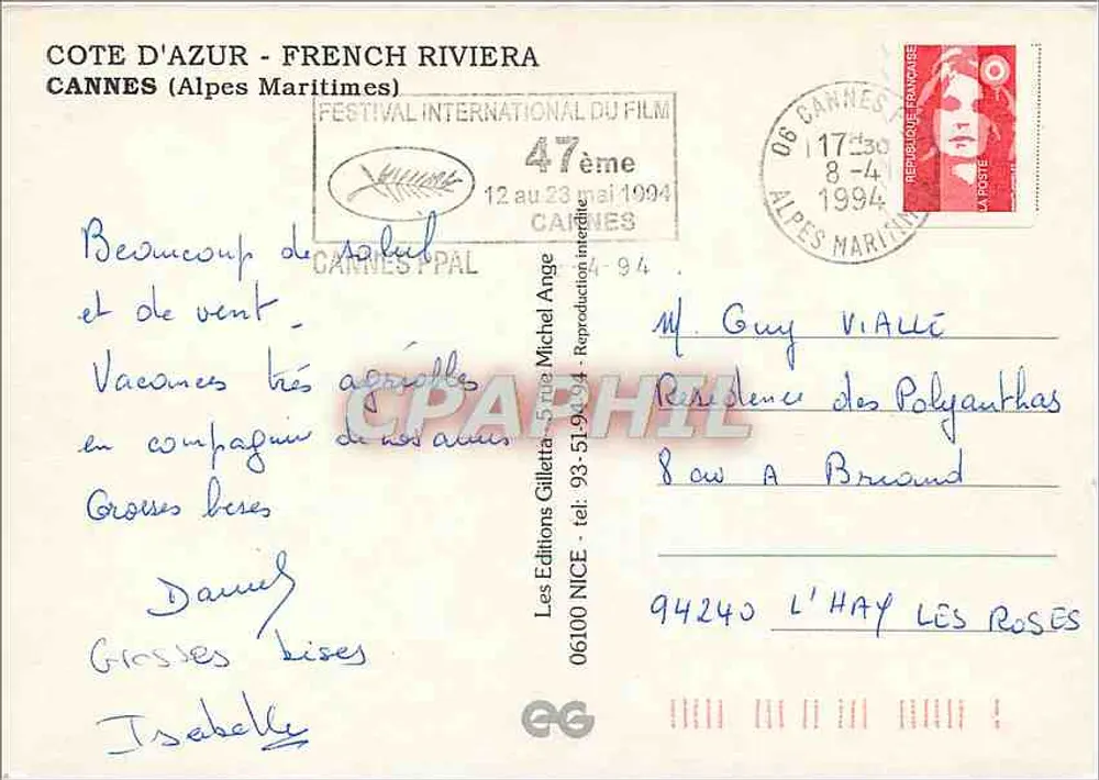 CANNES CÔTE D'AZUR — Panoramablick auf die Strandpromenade und den Hafen — Les Editions Giletta, NICE - Rückseite