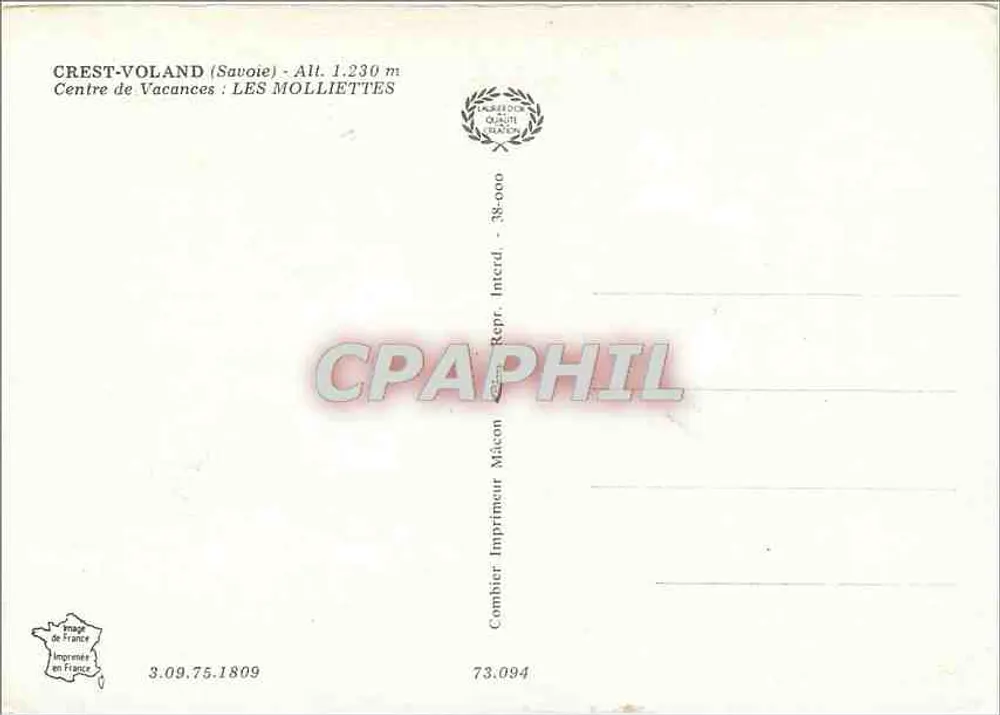 Crest-Voland — Die Molliettes — Druckerei Combiérier, Macon - Rückseite