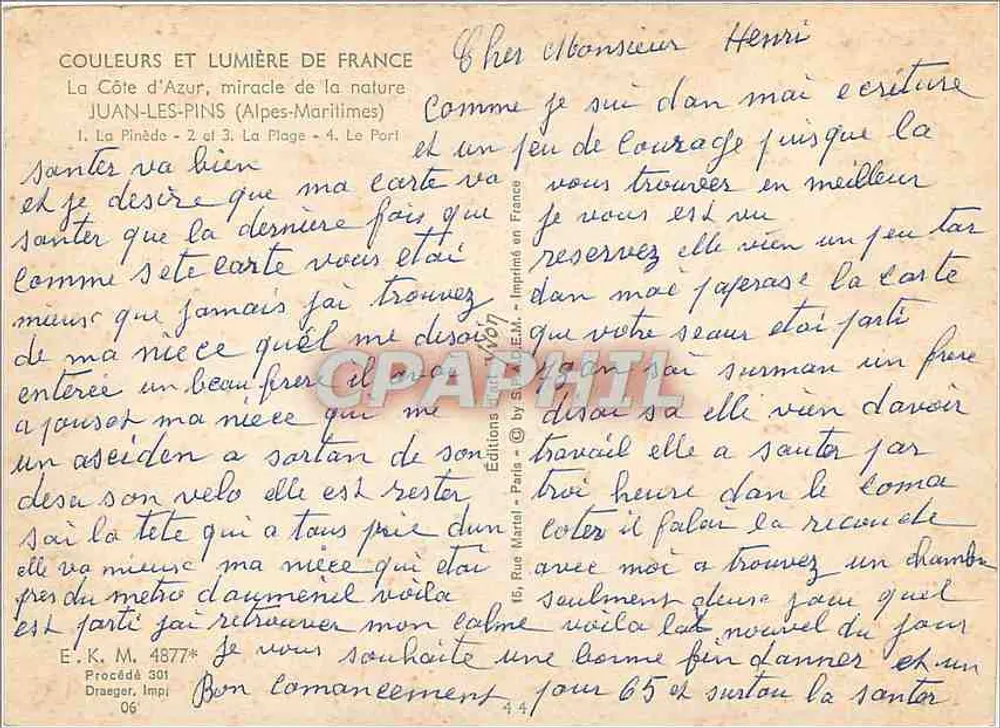 Juan-les-Pins — Panoramablick — Editions Couleurs et Lumière de France, n° 4877* - Rückseite