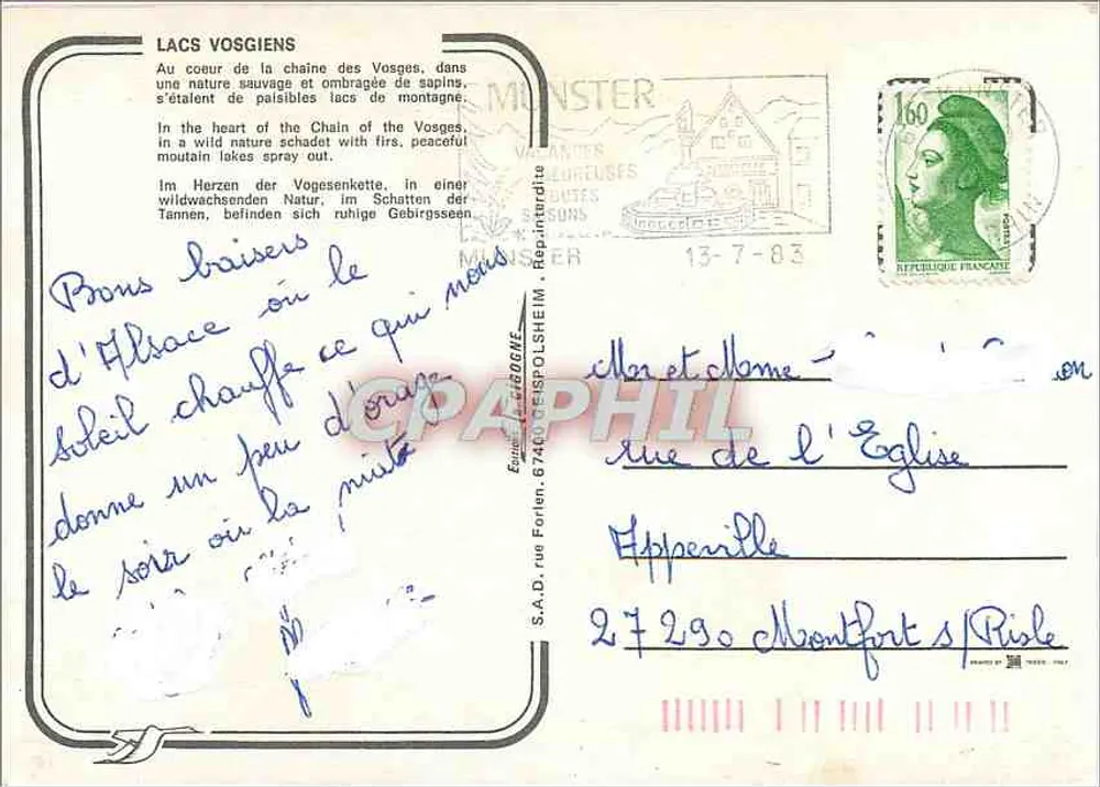 Vosger Seen — sechs Seen in Bildern — Verlag S.A.D. rue Forlen, 67400 Eppelheim - Rückseite