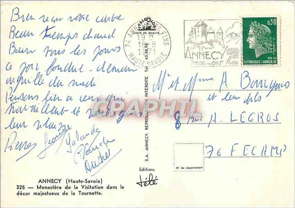 Anney (Haute-Savoie) — Kloster der Visitation im majestätischen Ambiente der Tournette — S.A. ANNECY. REPRODUCTION INTERDITE - Rückseite