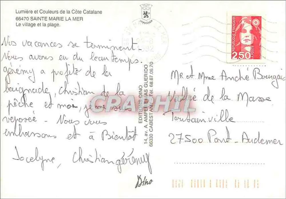 Ste Marie la Mer — Luftbild und Turmvista — Éditions Dino - Rückseite
