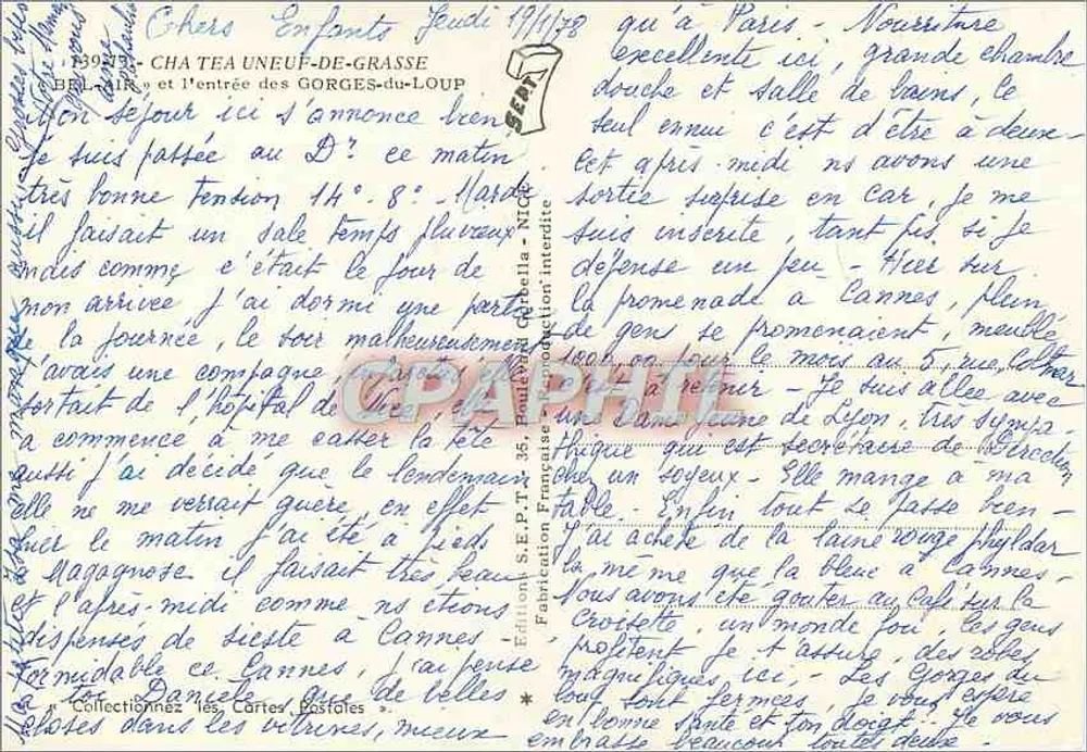 Kette der Spine — Ansicht des Dorfes und Eingangs zu den Gorges-du-Loup — Verleger: C.P.A.P.H.I.L. Nr. 35 - Rückseite