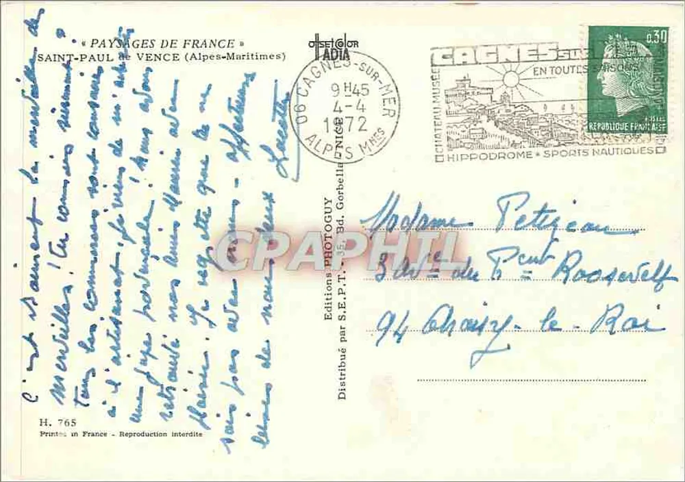 Saint-Paul-de-Vence — vista panorâmica — Éditions Photoguy, H. 765 - Verso