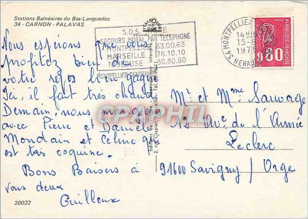 Carnon-Palavas — Badplaatsen van het Laag-Languedoc — Postuitgaven - Achterkant