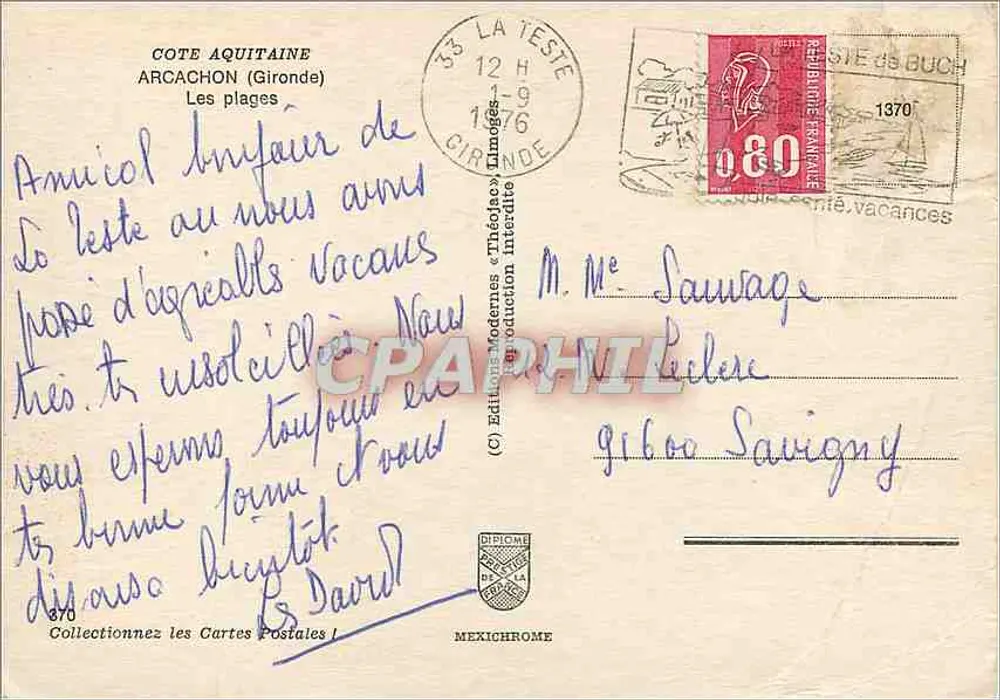 Arcachon — suas Praias — Edições Théojac - Verso
