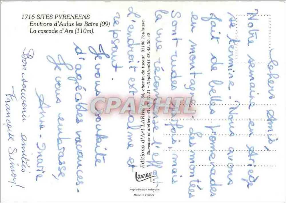 Witwater van Ars — Pyreneeën — Edities van Kunst Larrey - Achterkant
