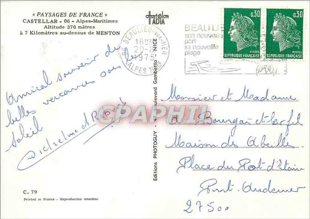 Castellar — Alpes-Maritimes — Éditions Offset Color Adia - Verso