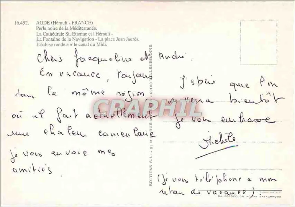 Agde — Die Schwarze Perle — Éditions S.L. - 81 rue de L'Urbanne - Rückseite