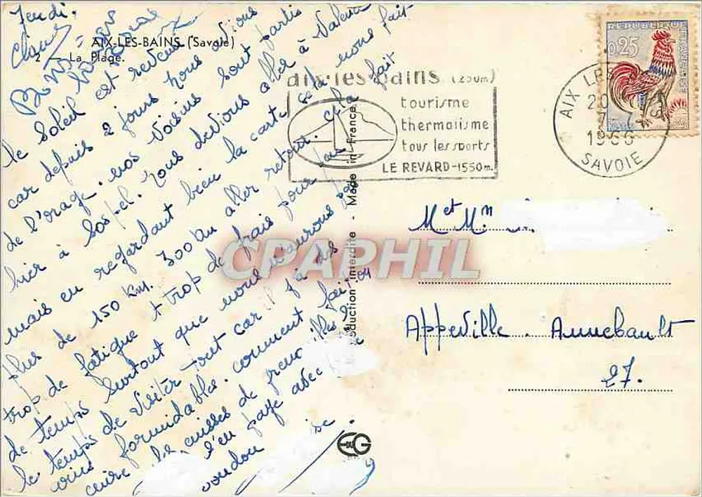 Aix-les-Bains — A Praia — editor desconhecido, número de série não visível - Verso