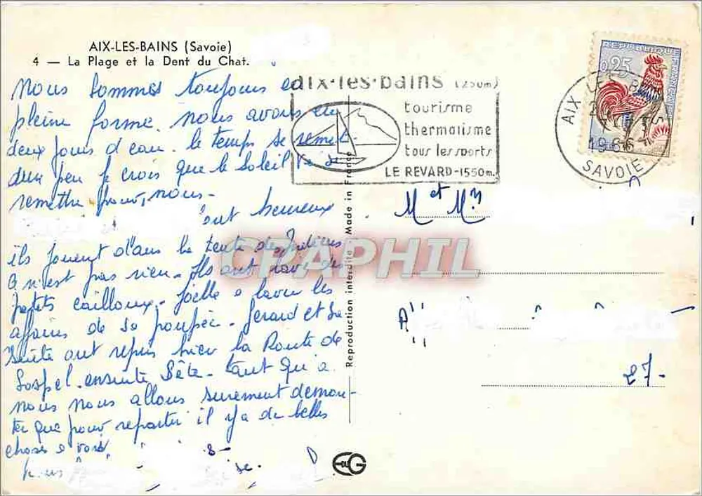 Aix-les-Bains (Savoie) — Die Strand und die Dent du Chat — Verleger: Le Revard - Rückseite