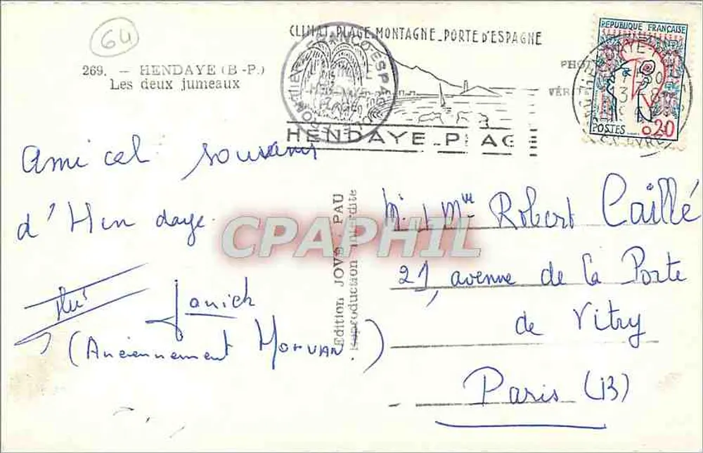 Os Dois Gêmeos — Hendaye (B.P.) — Edição Jove Pau - Verso