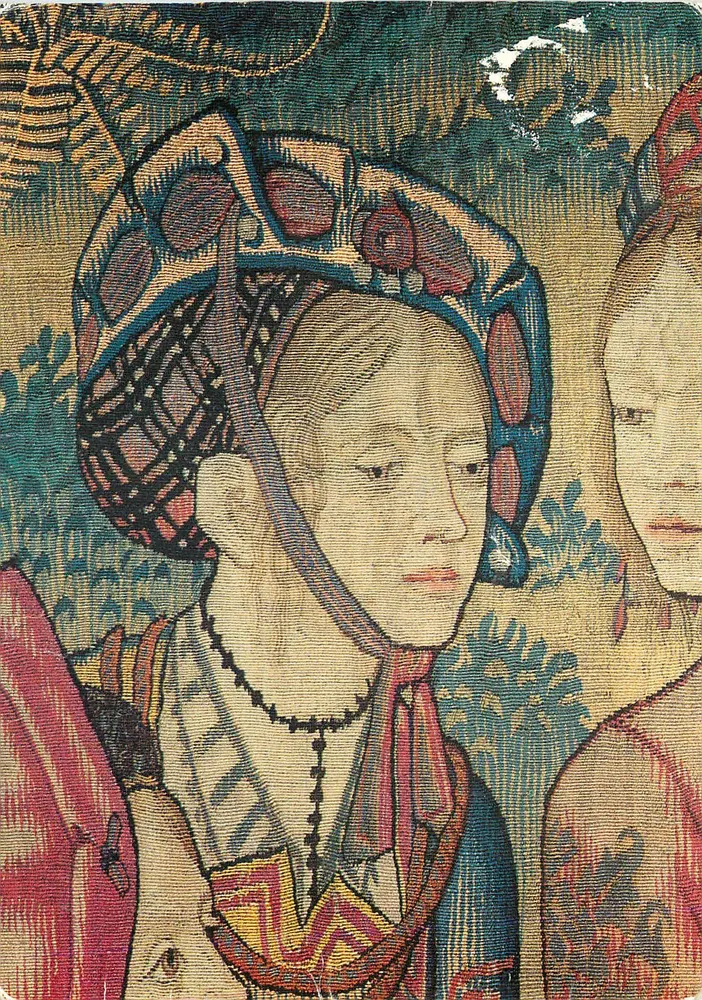 Renaissance-Tapete — Betsabées Empfang im Palast Davids — Detail: Eine Dienerin — Nationalmuseum der Renaissance, Schloss Écouen - Vorderseite