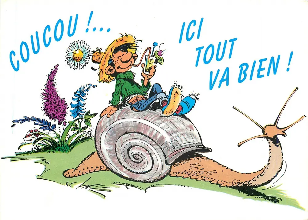 Lagaffe auf einer Schnecke — N° 405 — Éditions Dallix - Vorderseite