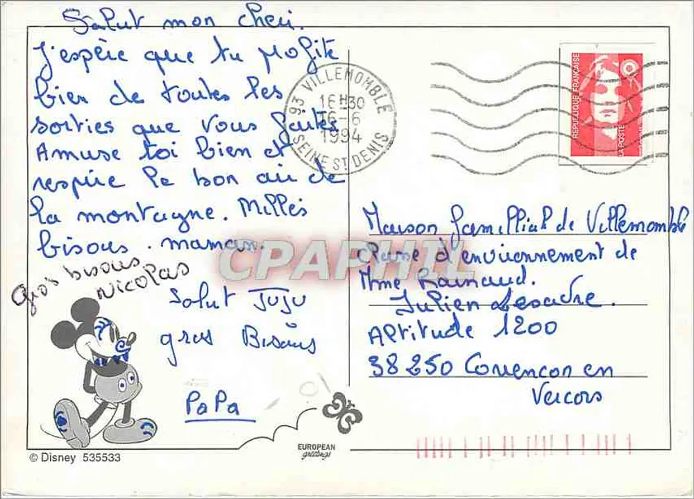 Mickey i Minnie Mouse — ilustracja Disneya — wydawca Disney, nr 535533 - Rewers