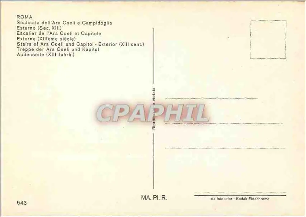 Roma — Escada da Ara Coeli e do Capitólio — MA.PI.R. n°543 - Verso