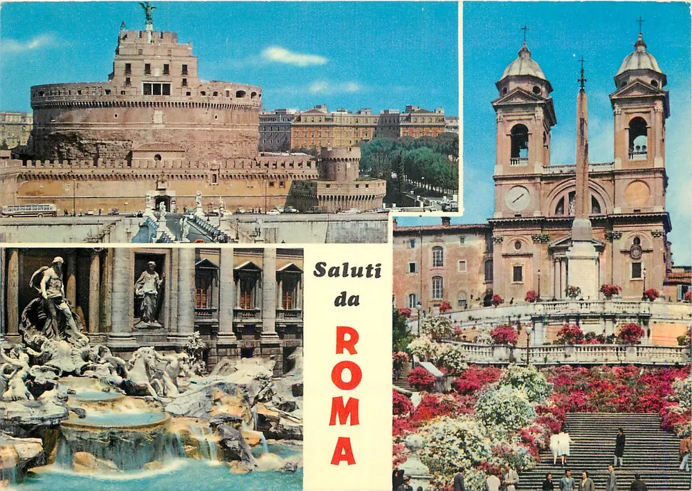 Roma — vista panorâmica com o Castel Sant'Angelo, a Fonte de Trevi e a Piazza del Popolo — - Frente