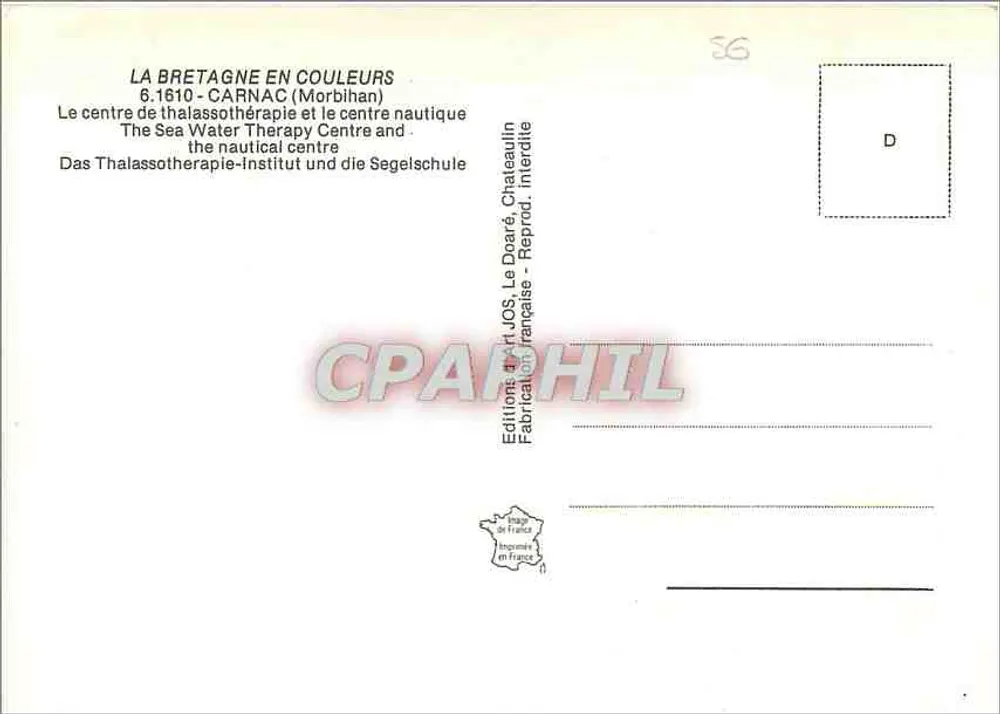 Carnac — Luftbild — Éditions d'Art JOS, Le Doaré - Rückseite