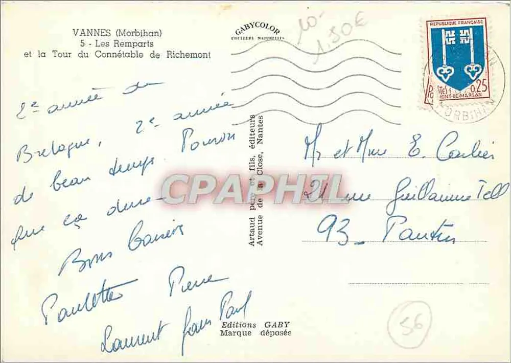 VANNES (Morbihan) — Die Mauern und die Turm des Constable von Richemont — Gabycolor, Nantes - Rückseite