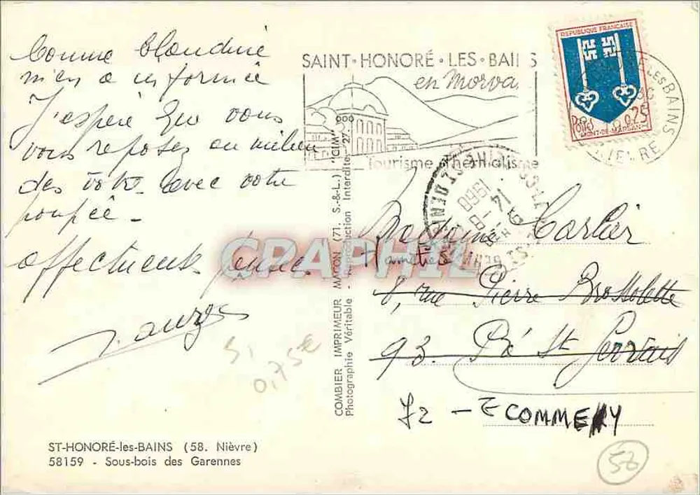 Waldweg mit Treppen — Saint-Honoré-les-Bains — Combière Imprimeur - Rückseite