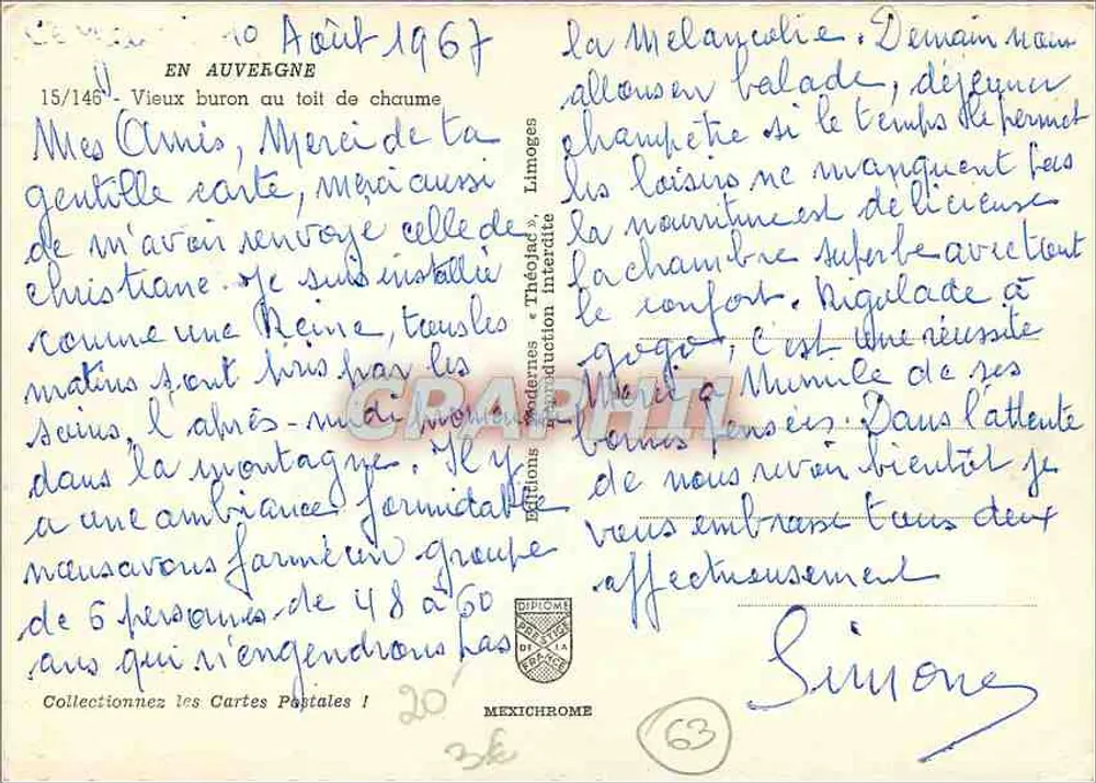 Alter Buron mit Schieferdach — Limoges — Editions Théâtre - Rückseite