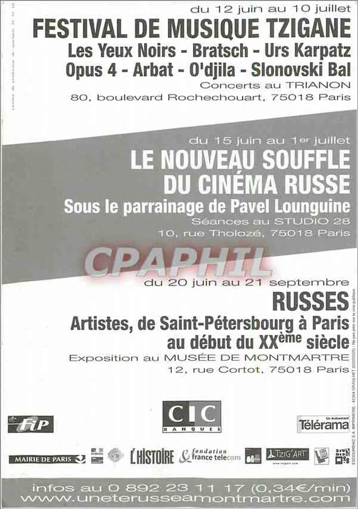 Ein russischer Sommer in Montmartre — Ausstellung, Musik und Film — Zigeuner-Musikfestival — Veranstaltungen vom 12. Juni bis 21. September 2003 - Rückseite
