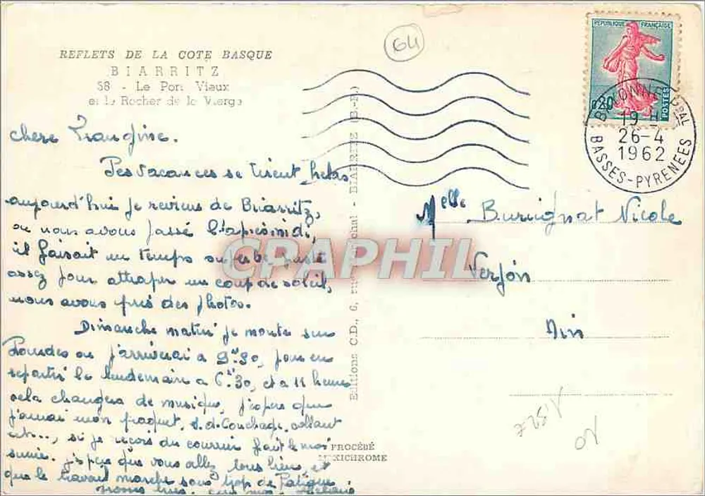Biarritz — Le Port Vieux und der Rocher de Varga — Éditions IRIS - Rückseite