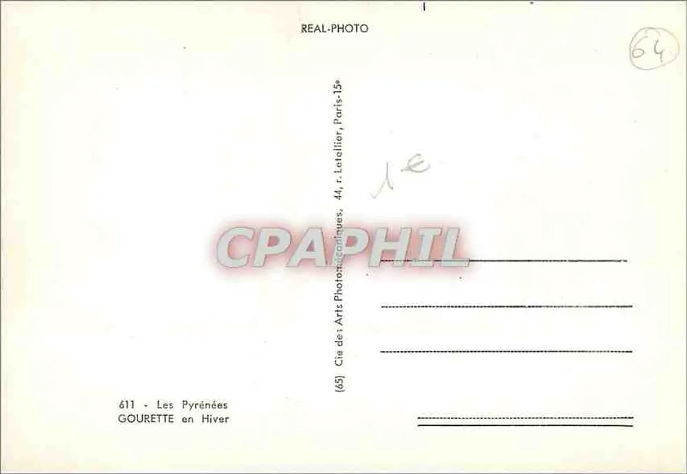 Gourette no Inverno — Os Pirineus — Cie des Arts Photographiques, 44, r. Letellier, Paris-15e - Verso