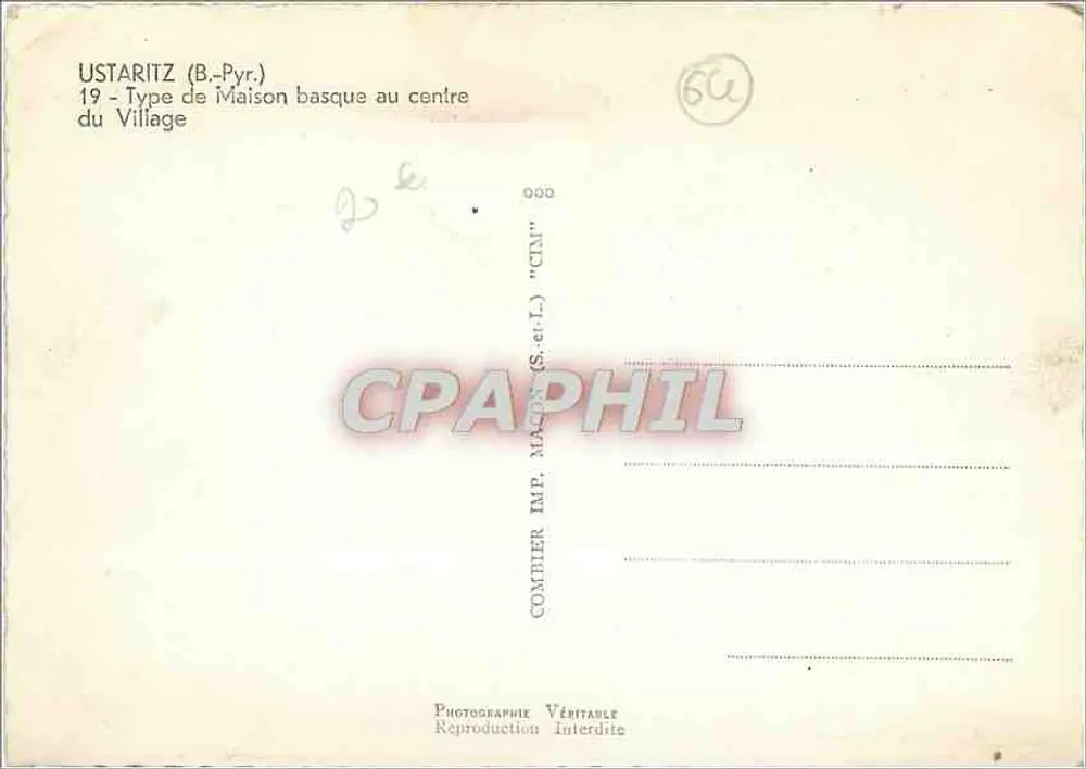 Ustaritz (B.-Pyr.) — Tipo de Casa Basca no Centro do Village — Comier (S.-et-L.) - Verso