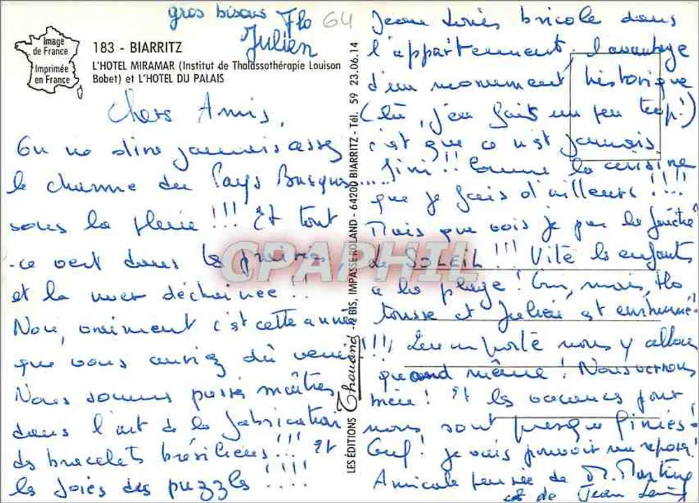 Biarritz — luftige Ansicht der Strand und Hotels — Verlag Thouand - Rückseite