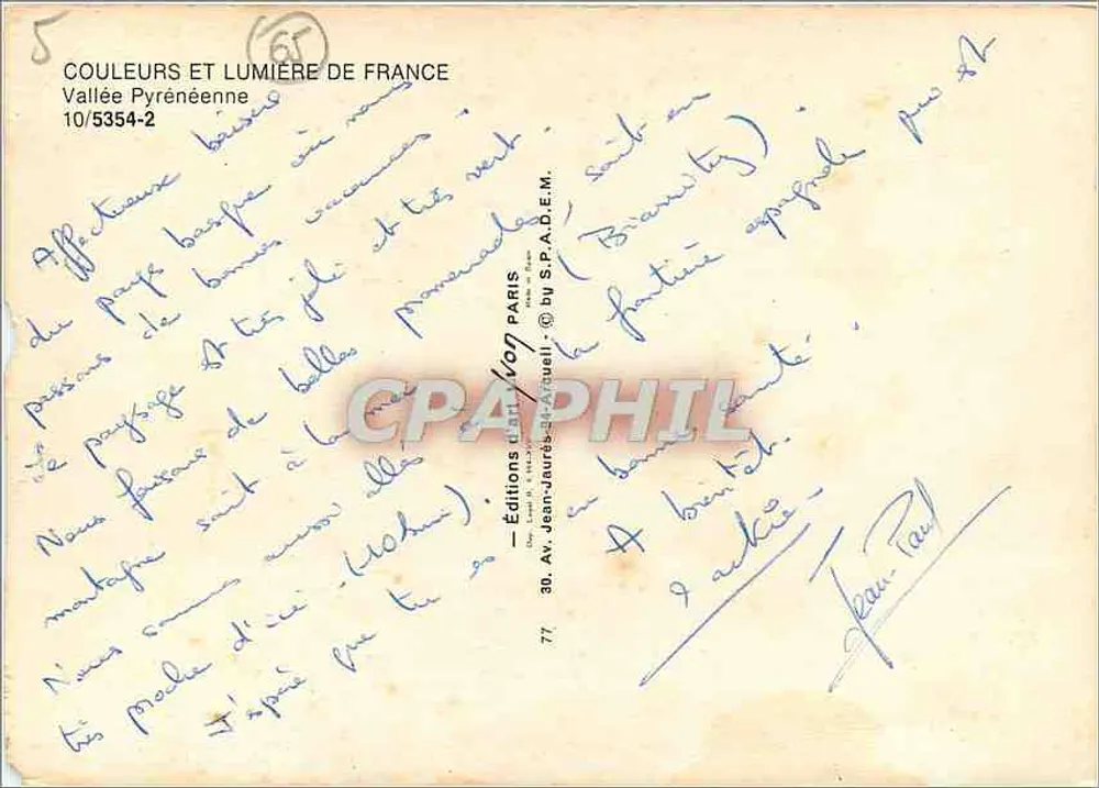 Pyrénées-Tal — Éditions Jean-Jaurès-Racquell — Nr. 10/5354-2 - Rückseite
