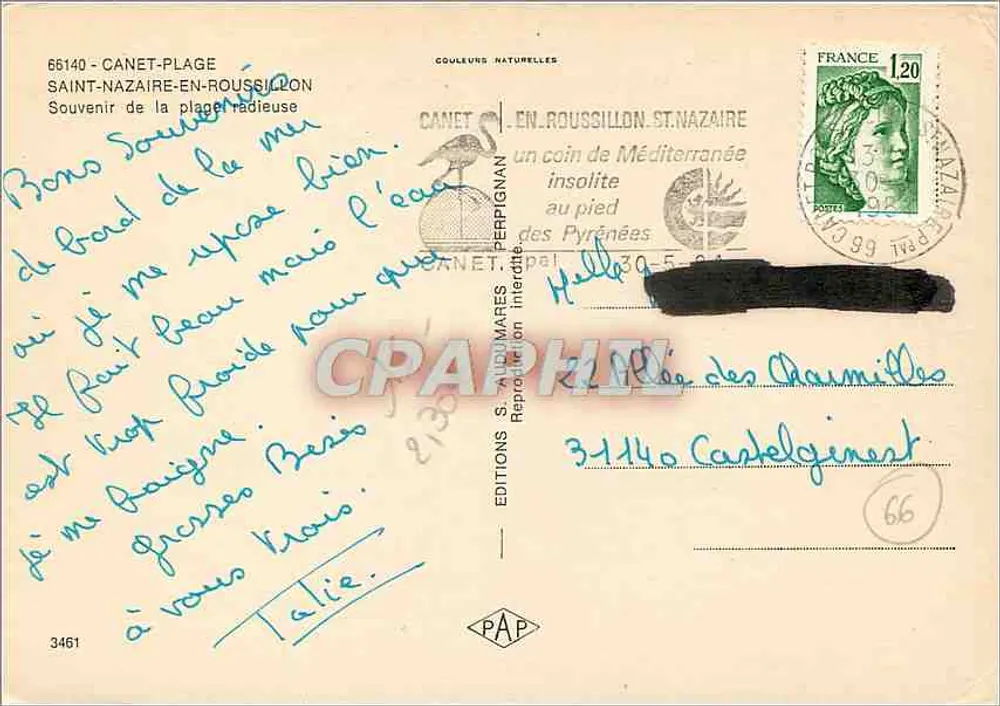Canet-Plage — Panoramablick und Sehenswürdigkeiten — Éditions S. Tardi Mares - Rückseite