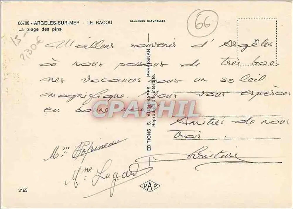 Argelès-sur-Mer — La Plage des Pins — Éditions S. A. PAP - Rückseite