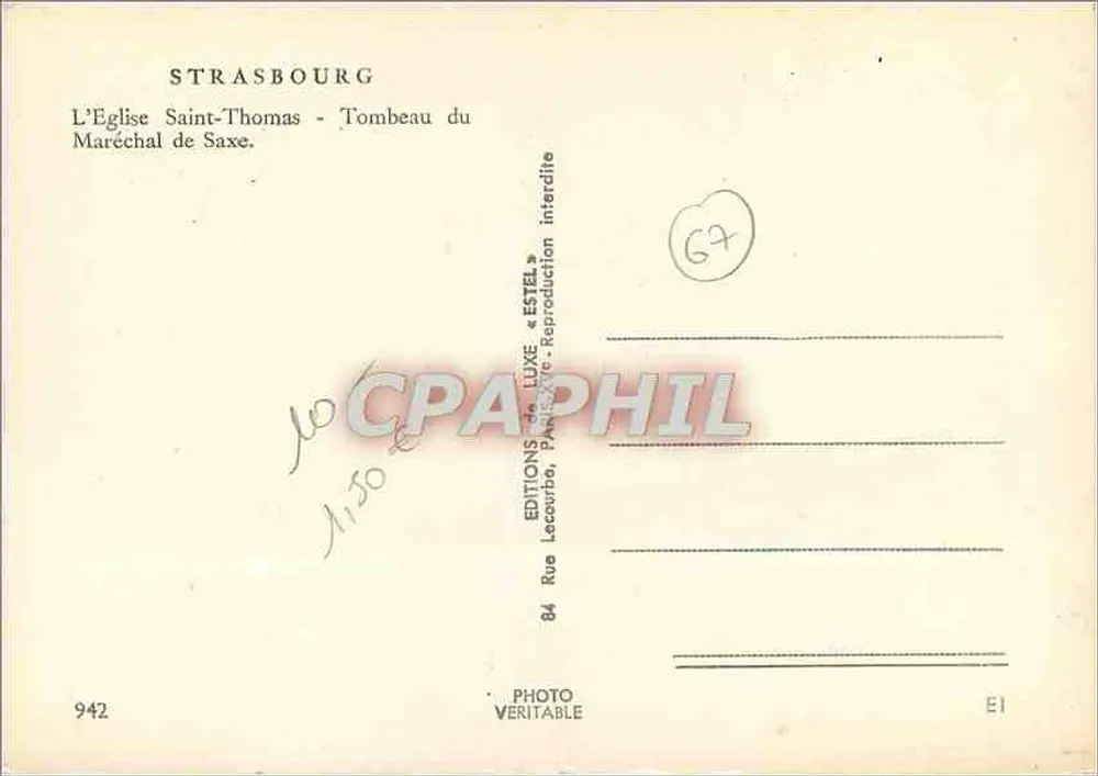 Estrasburgo - A Igreja de São Tomé - Túmulo do Marquês de Saxa - Verso