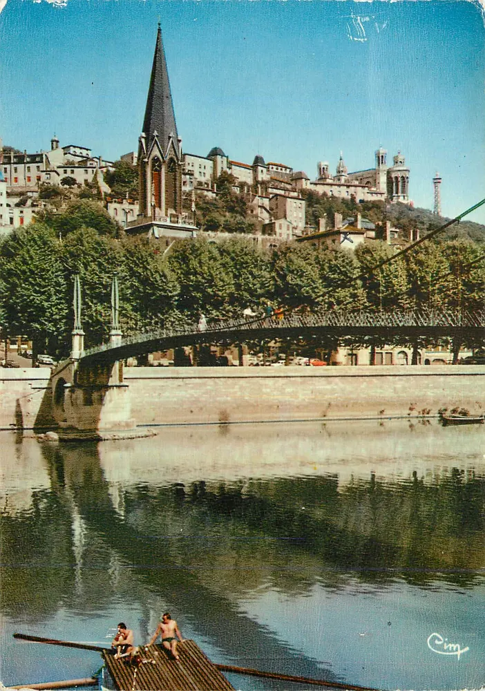 Lyon - La Saône - Passerelle Saint-Georges - Basilique de Fourvière — Cimy - Recto