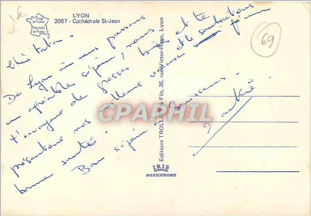 Lyon - Catedral de São João — Editora IRIS, n° 2067 - Verso