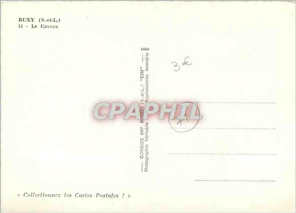 Buxy (S.-et-L.) — O Caveau — Combier Imp. Mécanique 'CIM' - Verso