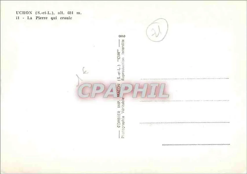 Uchon (S.-et-L.) — A Pedra que cai — Combier (S.-et-L.) - Verso