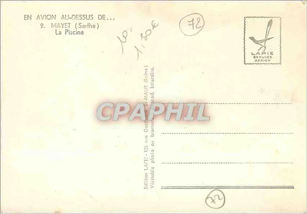 Mayet (Sarthe) — Die Schwimmbecken — Lapie Service Aérien - Rückseite