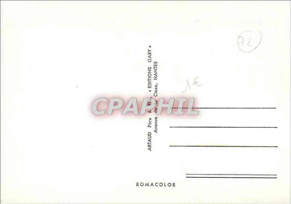 Jardim florido em Le Mans — cartão postal humorístico com texto impresso — Edições Artaud & Gaby, Nantes - Verso